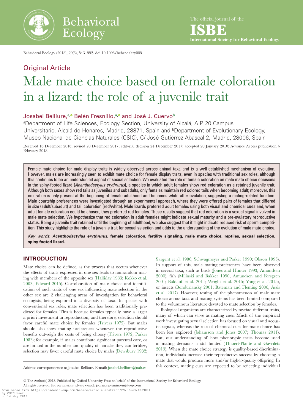 Male Mate Choice Based on Female Coloration in a Lizard: the Role of a Juvenile Trait