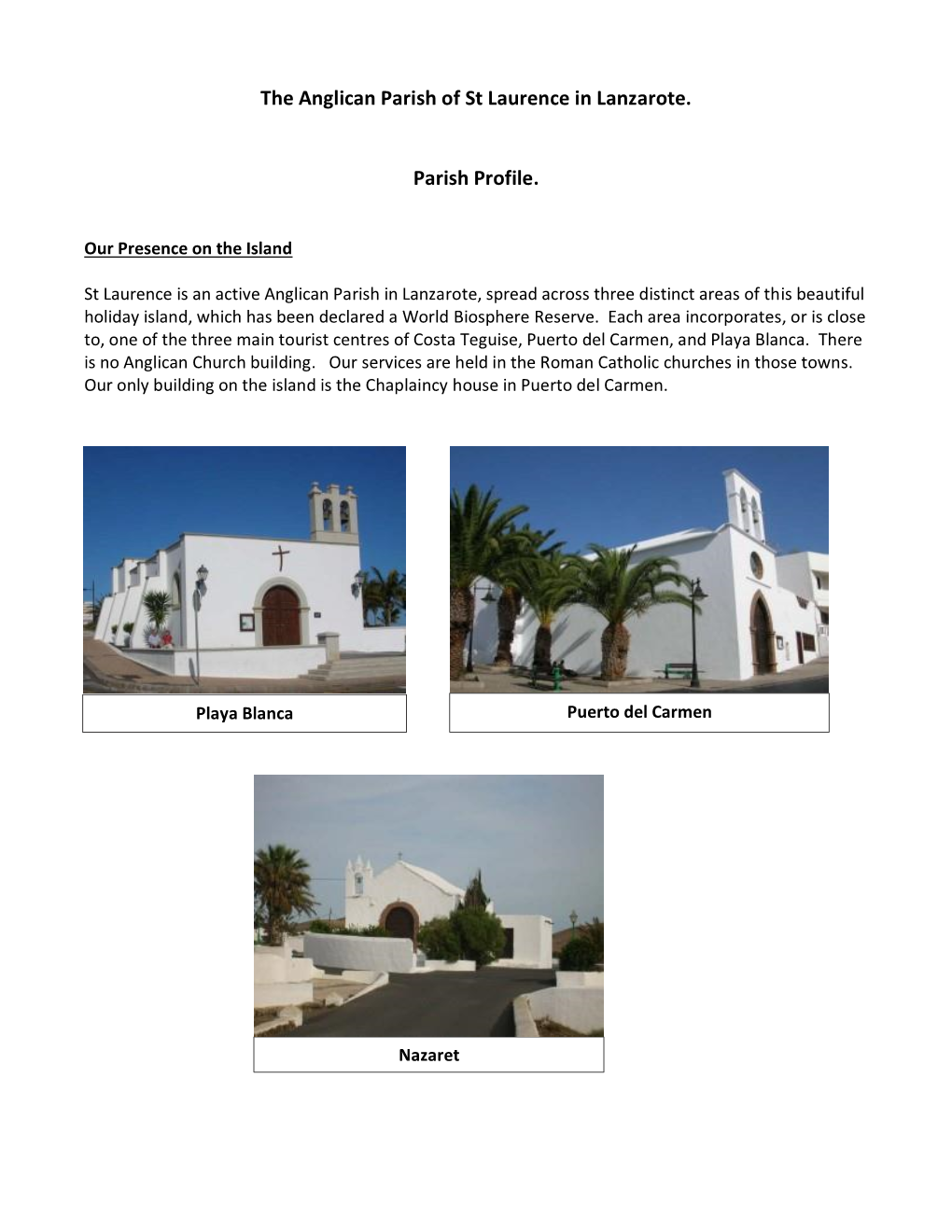 The Anglican Parish of St Laurence in Lanzarote