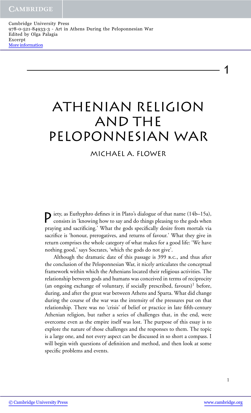 Athenian Religion and the Peloponnesian War