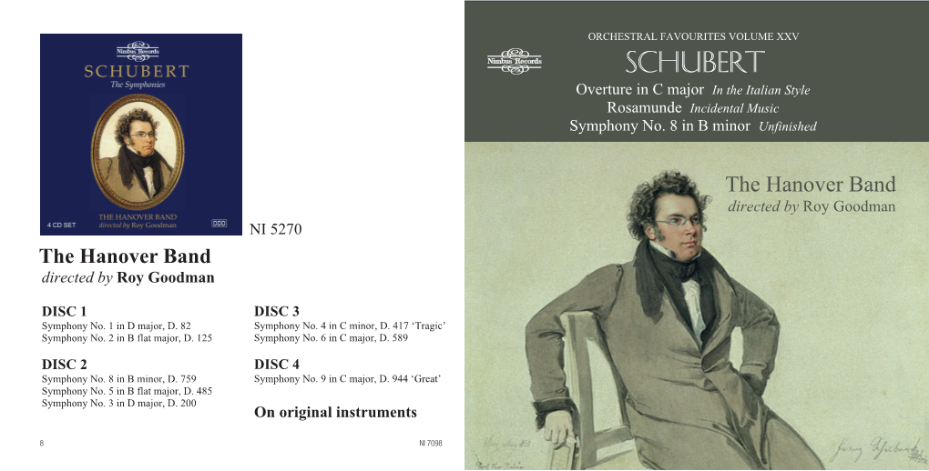 SCHUBERT Overture in C Major in the Italian Style Rosamunde Incidental Music Symphony No