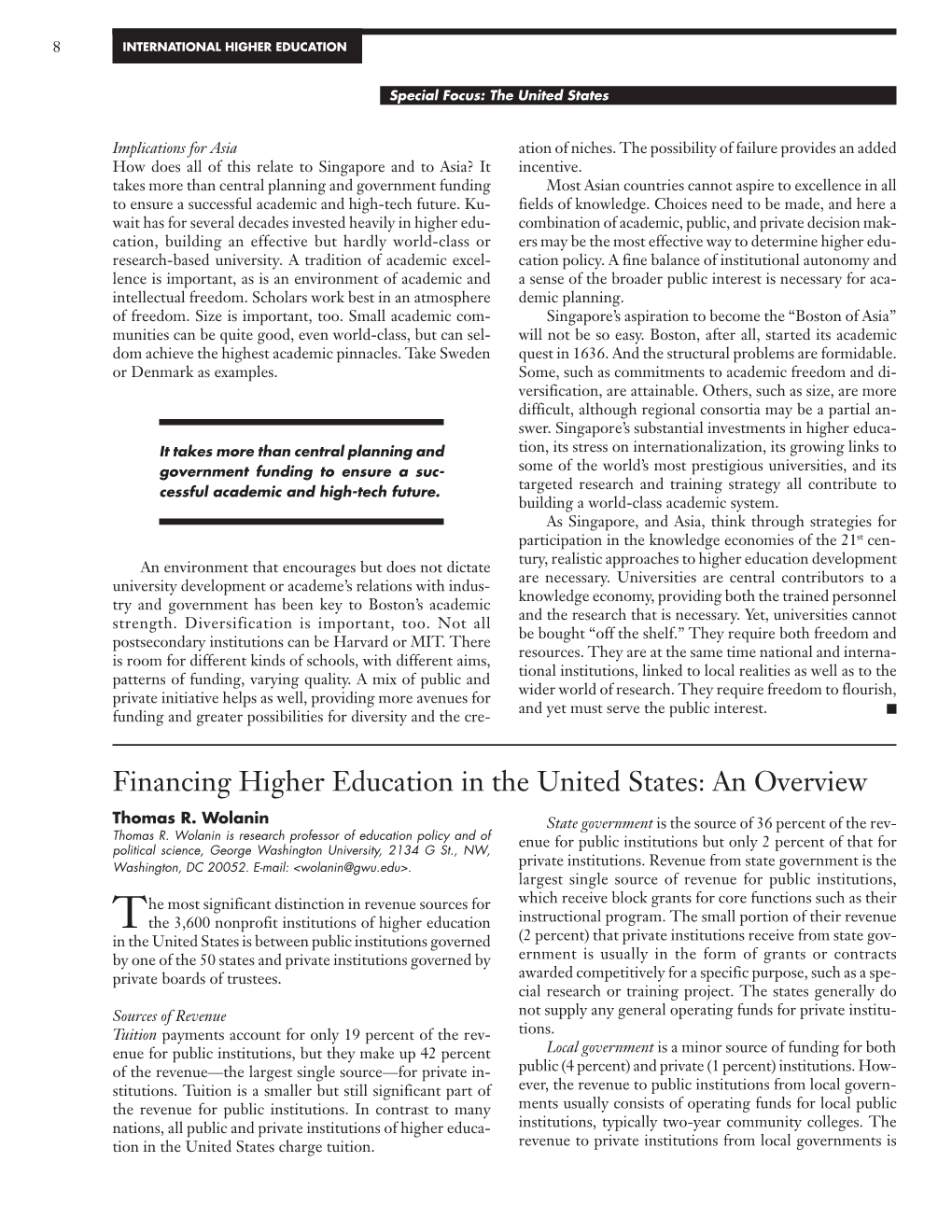 Financing Higher Education in the United States: an Overview