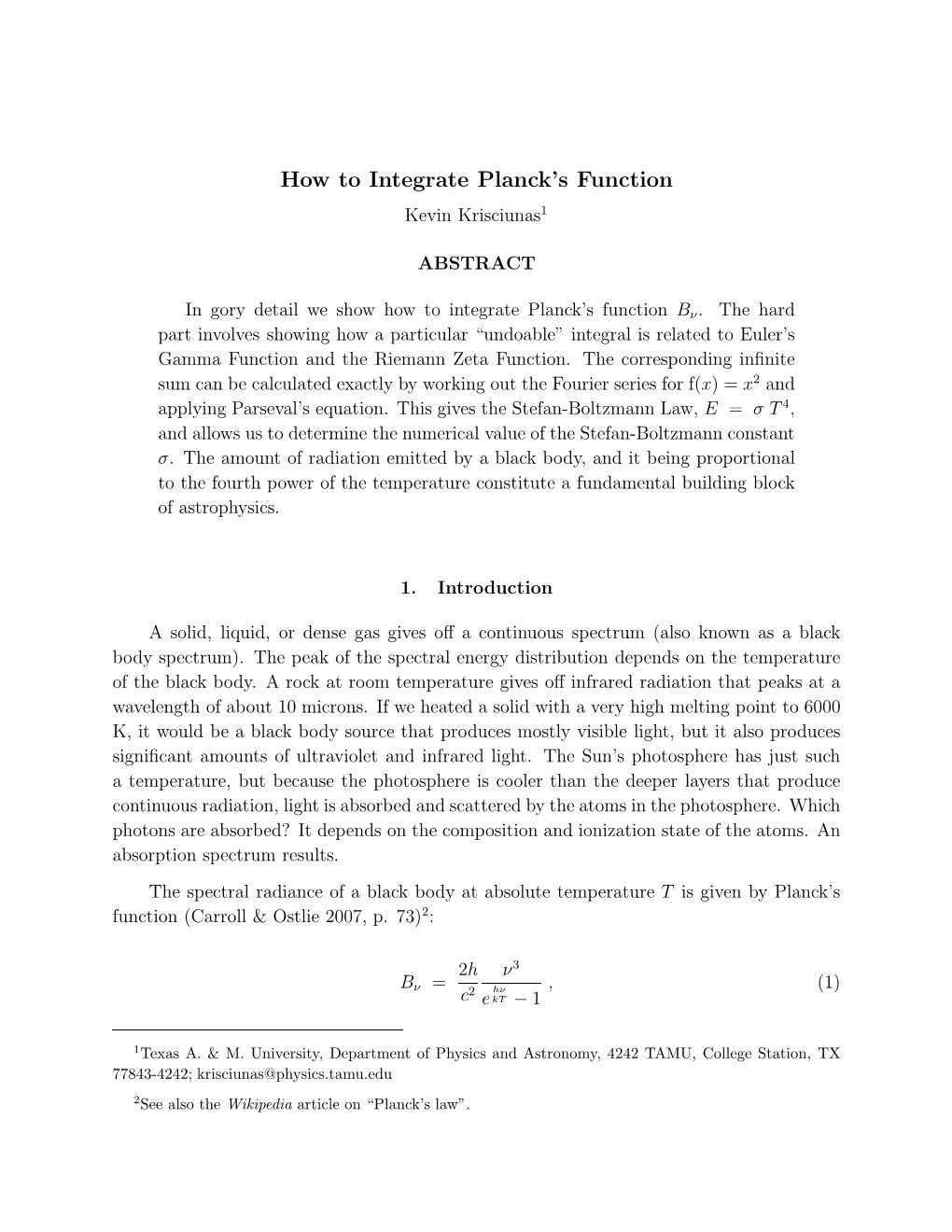 How to Integrate Planck's Function