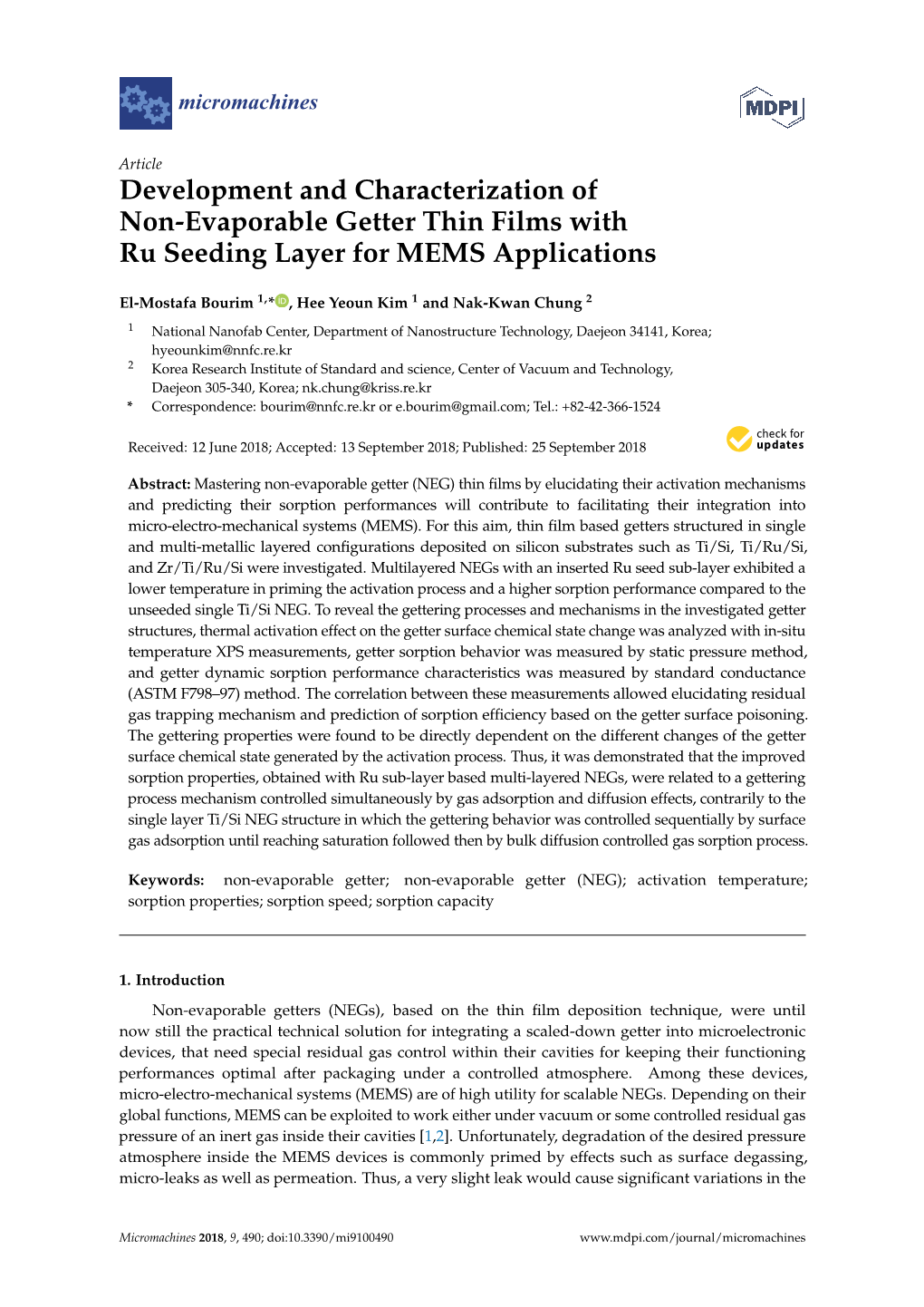 Development and Characterization of Non-Evaporable Getter Thin Films with Ru Seeding Layer for MEMS Applications