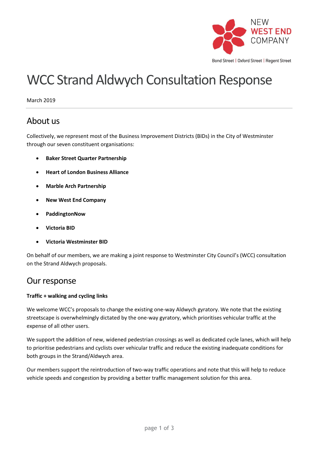 WCC Strand Aldwych Consultation Response