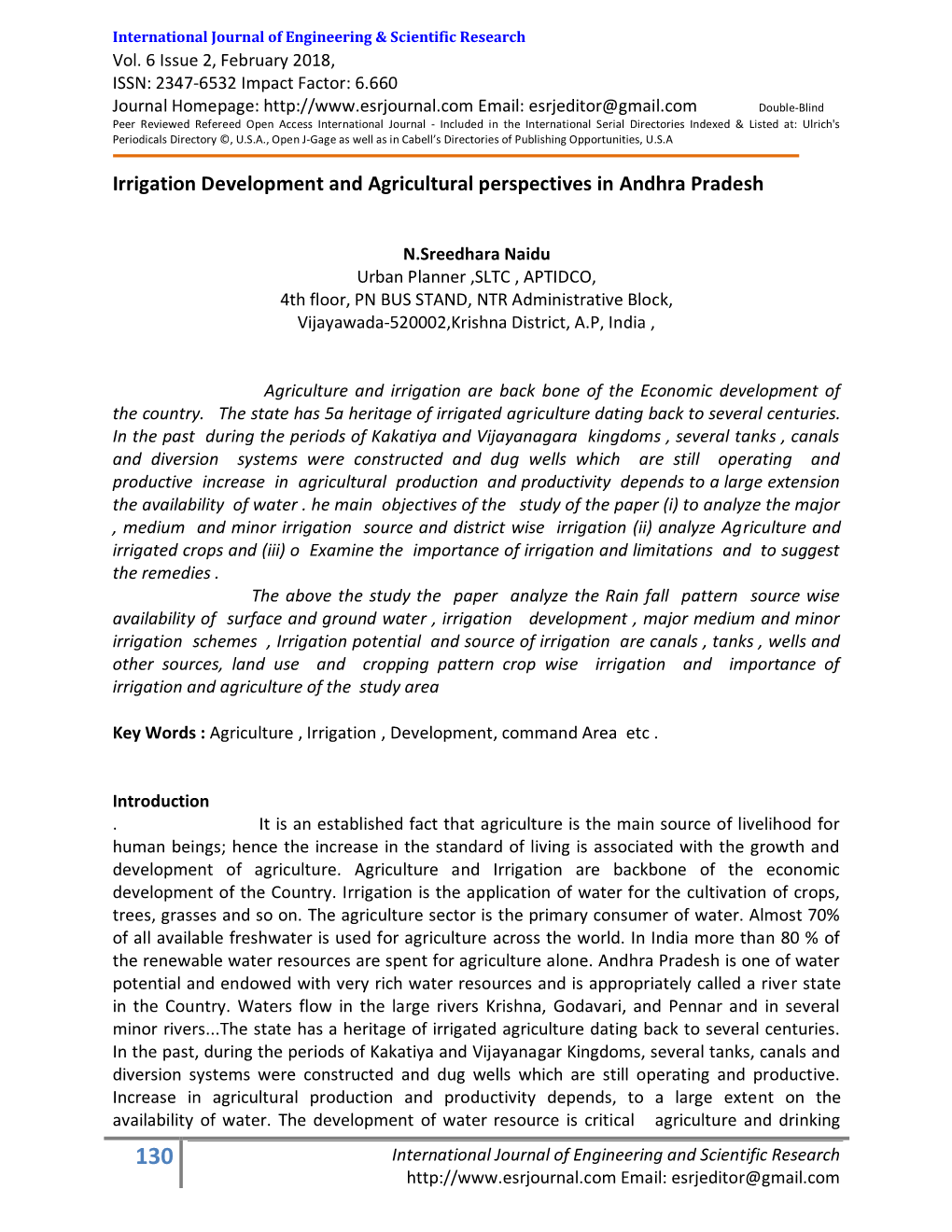 Irrigation Development and Agricultural Perspectives in Andhra Pradesh