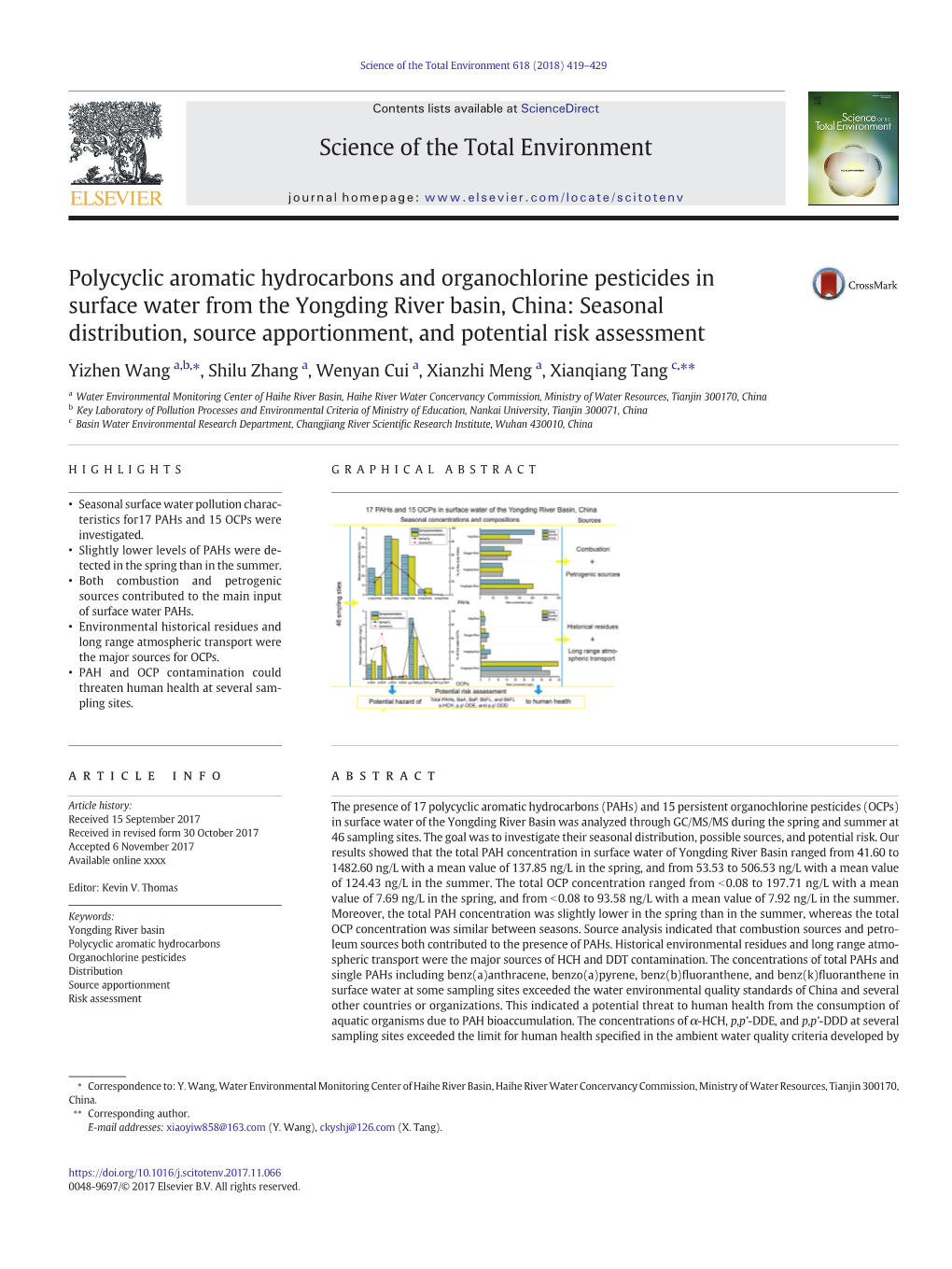 Polycyclic Aromatic Hydrocarbons and Organochlorine Pesticides In