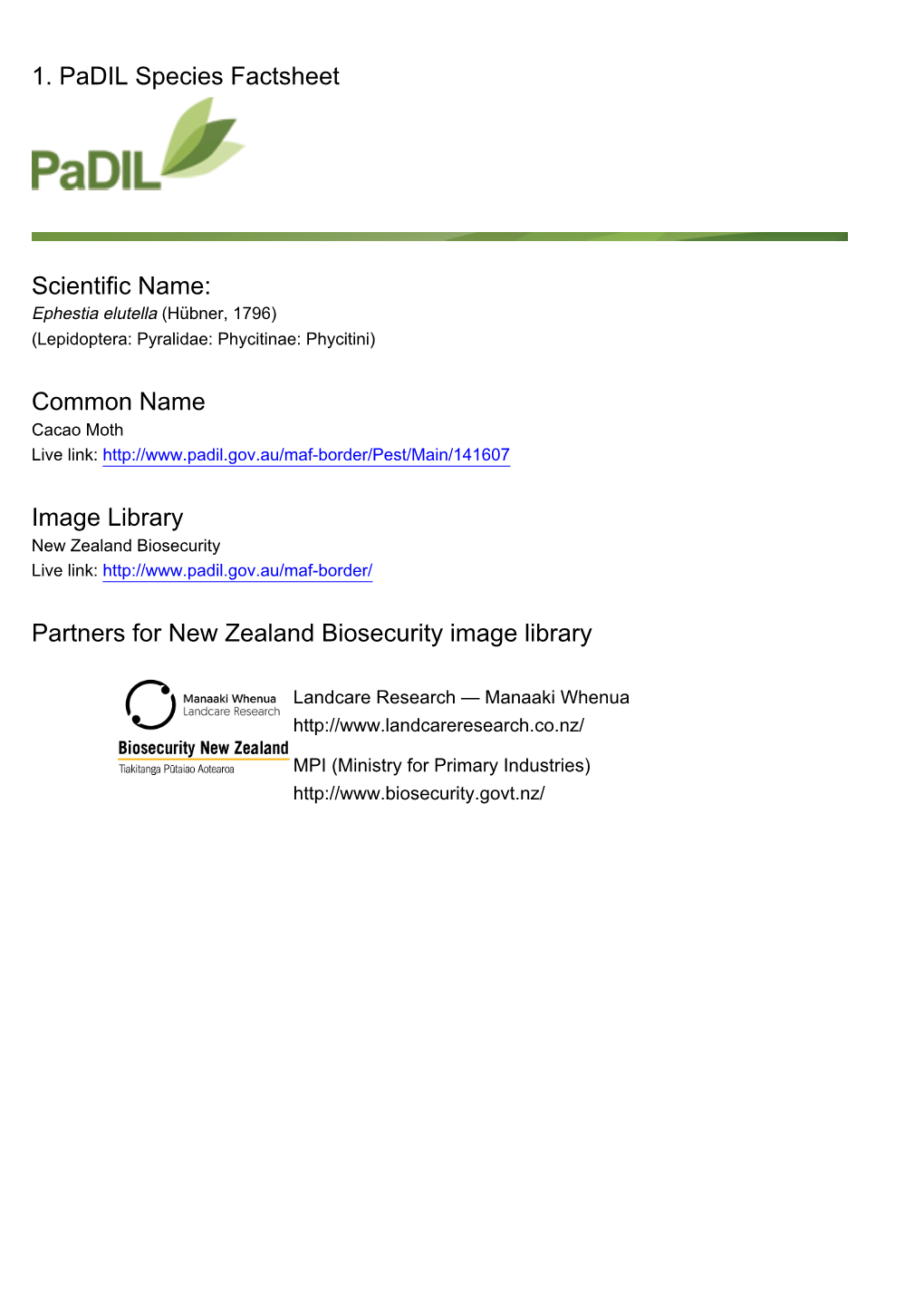 Common Name Image Library Partners for New Zealand