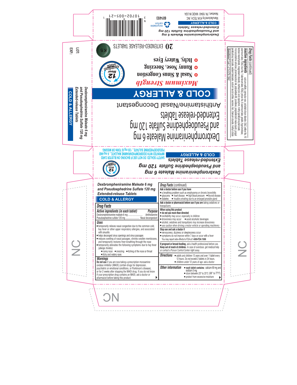 Dexbrompheniramine Maleate 6 Mg and Pseudoephedrine Sulfate 120 Mg Extended-Release Tablets