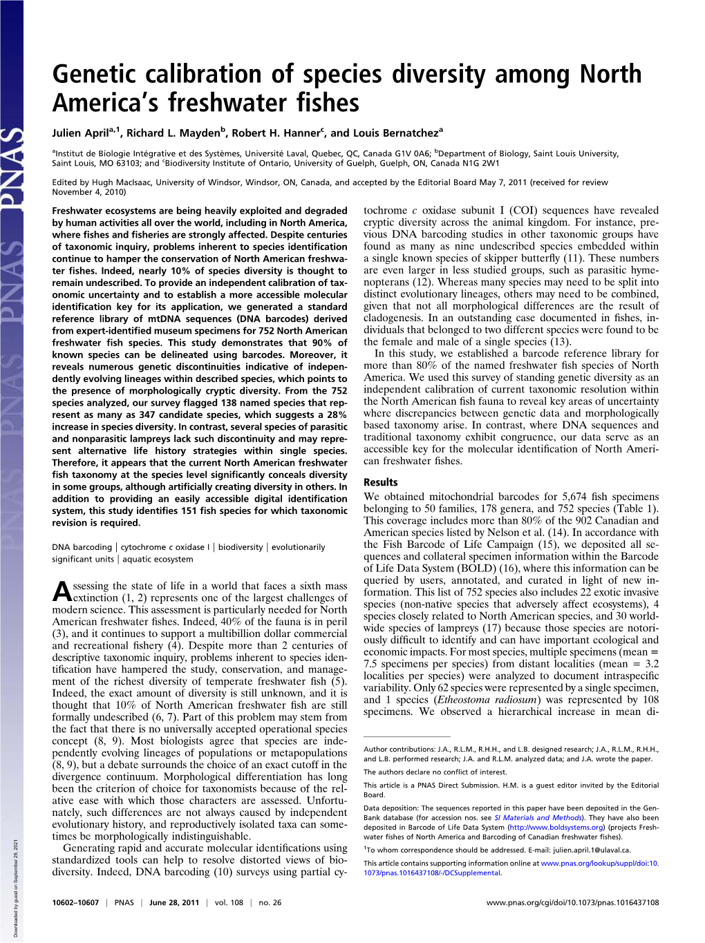 Genetic Calibration of Species Diversity Among North Americats