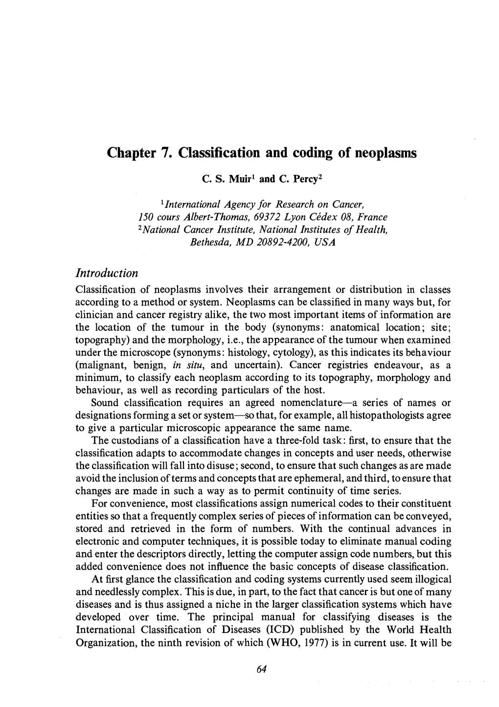 Chapter 7. Classification and Coding of Neoplasms