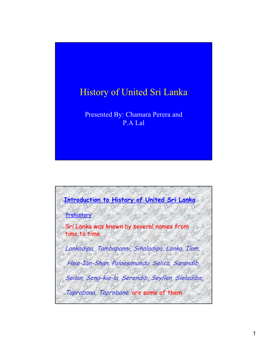 History of United Sri Lanka