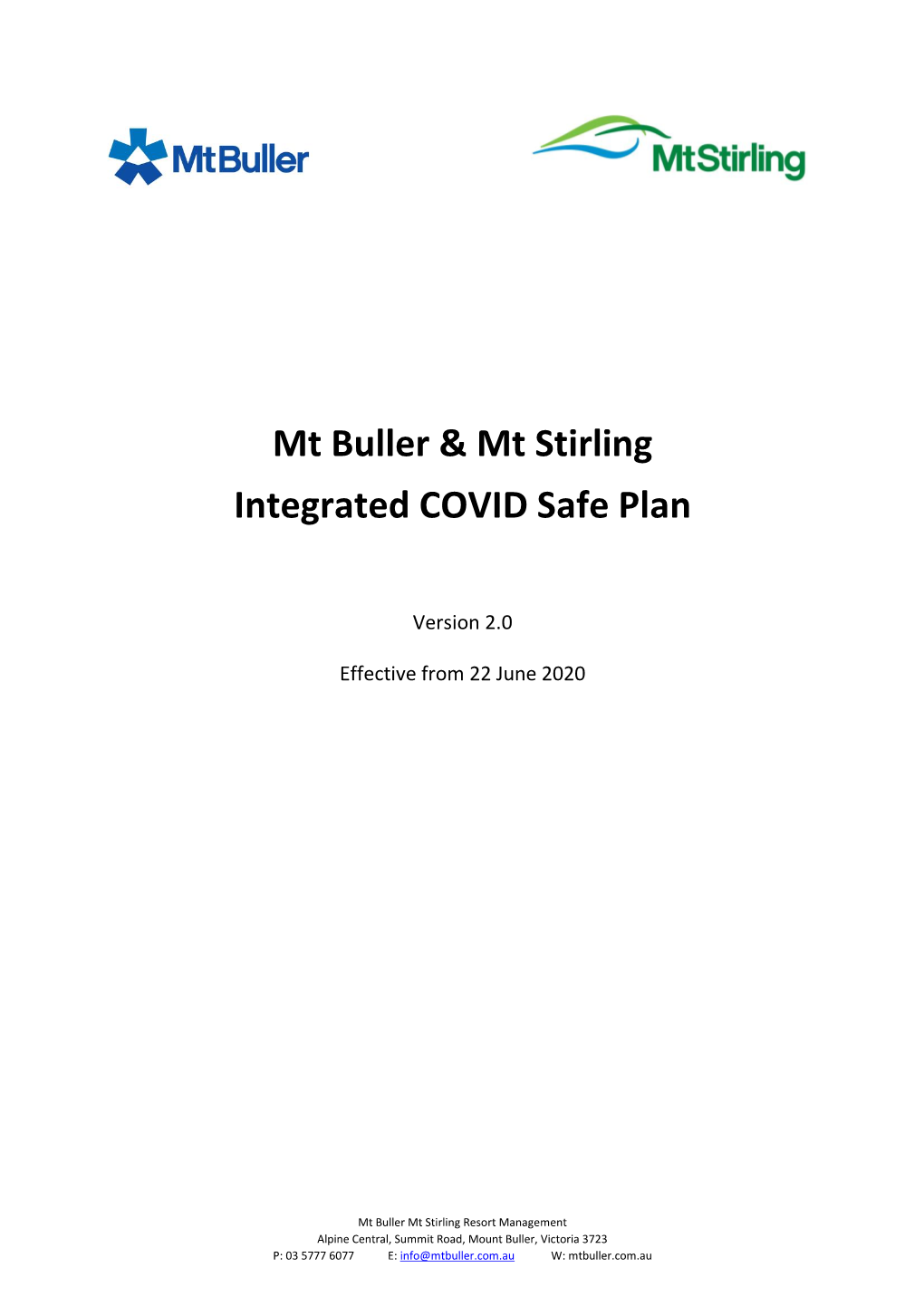Mt Buller & Mt Stirling Integrated COVID Safe Plan
