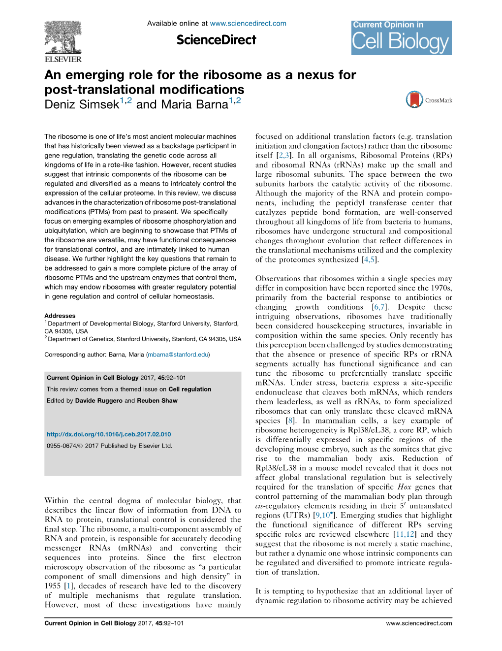 An Emerging Role for the Ribosome As a Nexus for Post-Translational