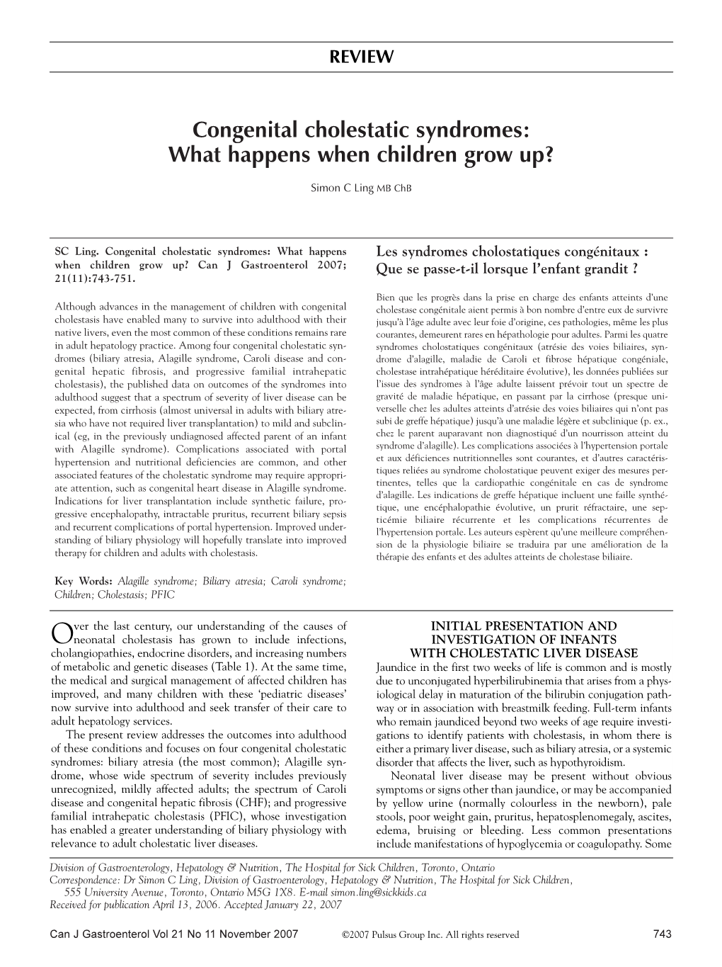 Congenital Cholestatic Syndromes: What Happens When Children Grow Up?