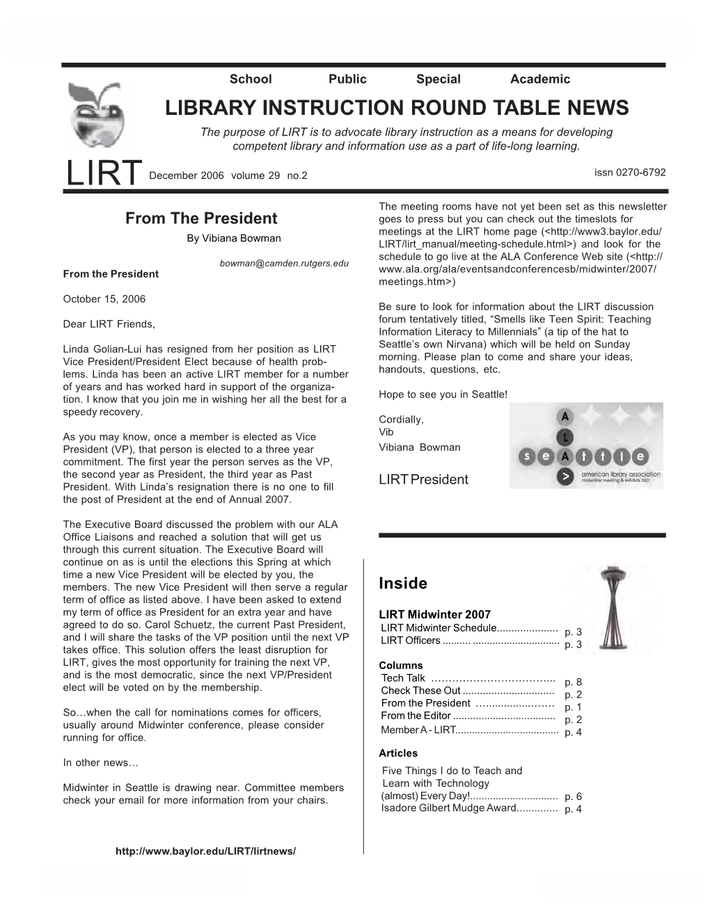 Library Instruction Round Table News