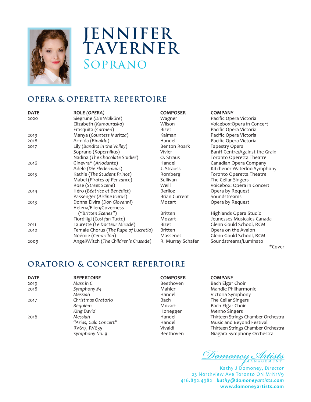 JENNIFER TAVERNER Soprano