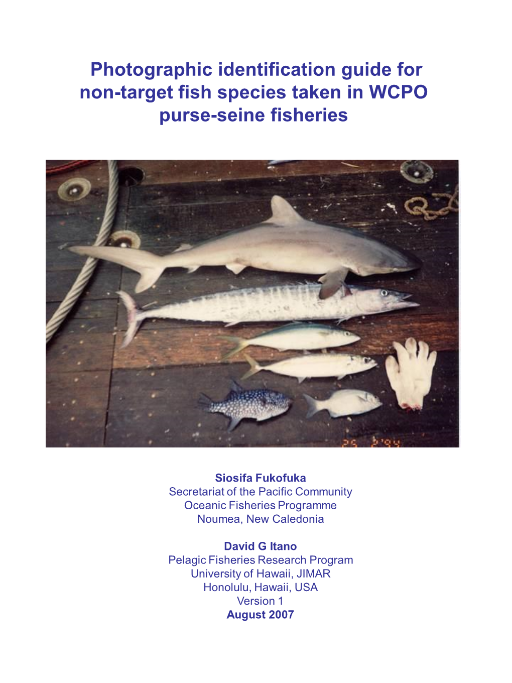 Guide for Purse Seine Identification By-Catch Species