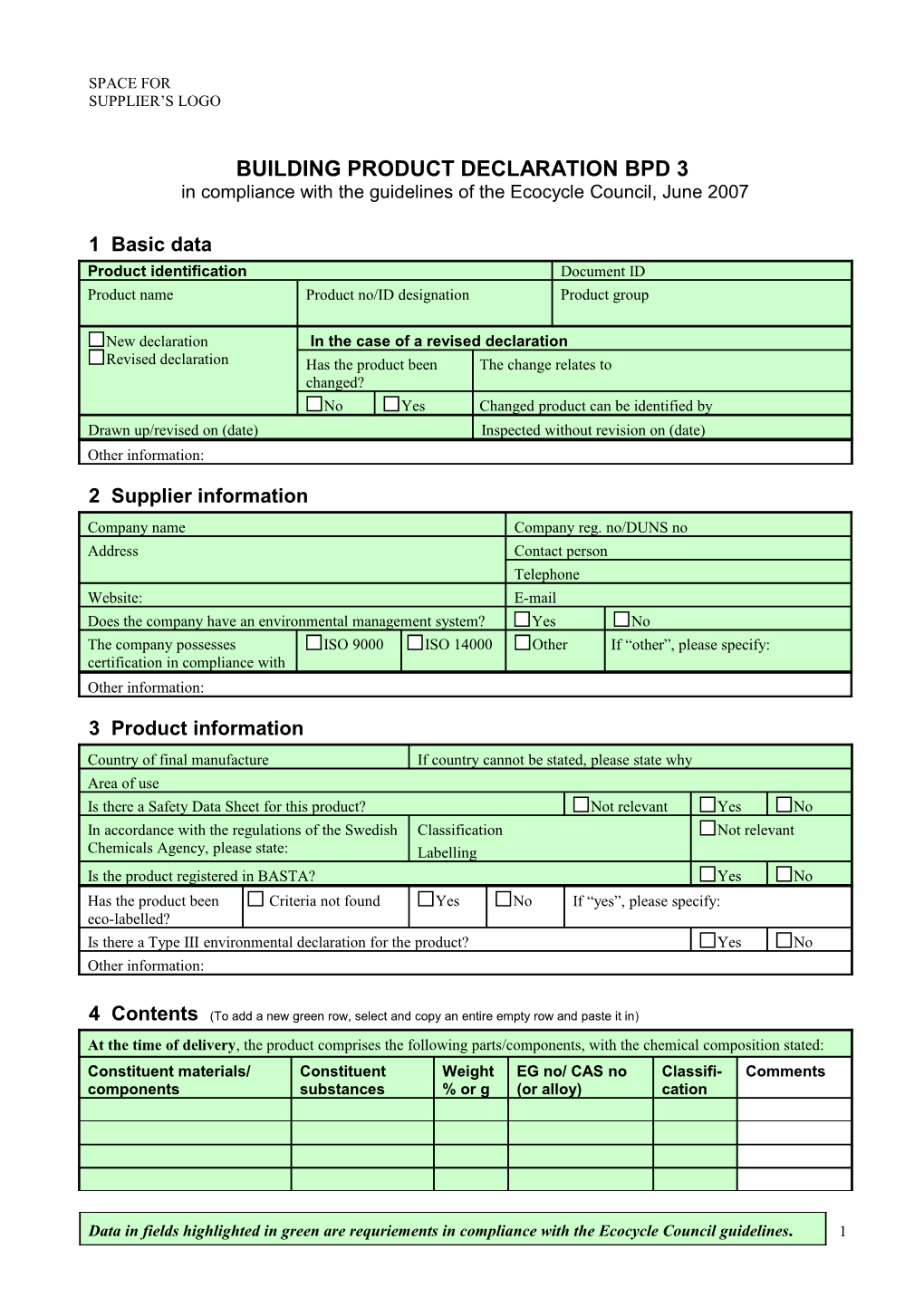 2 Supplier Information