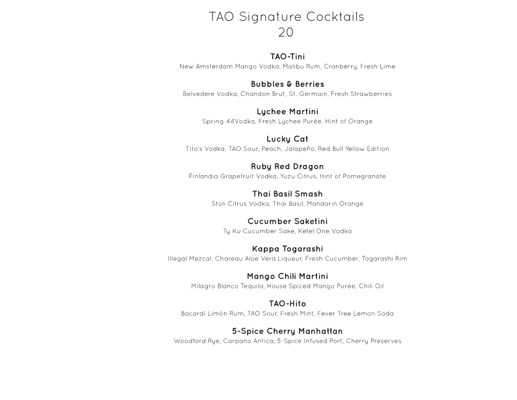 TAO Signature Cocktails 20