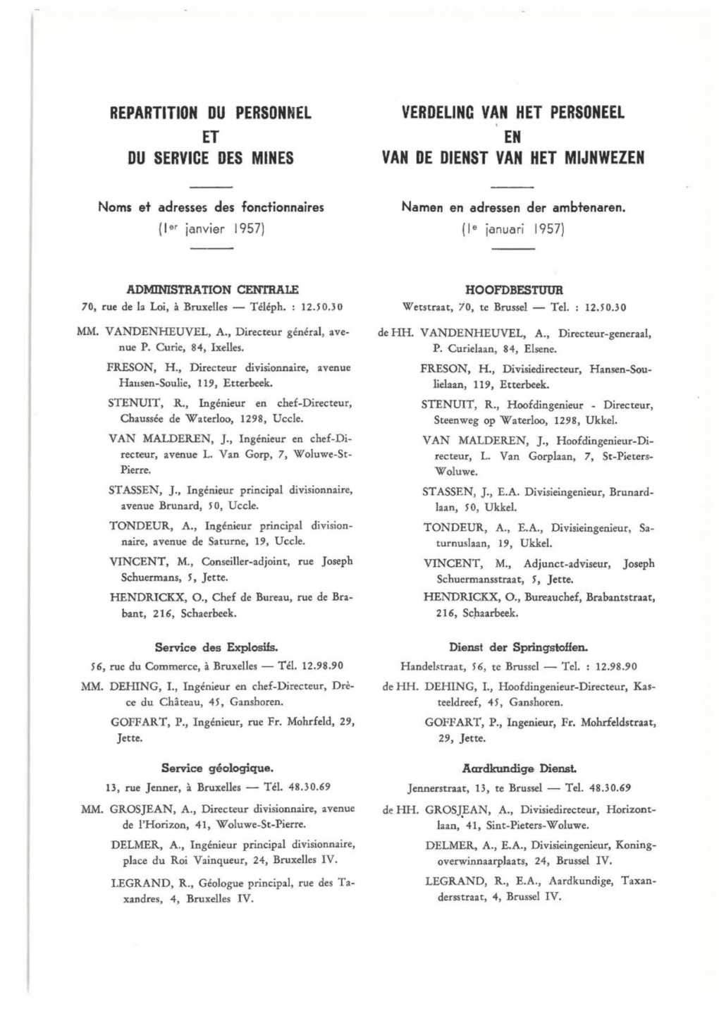 Répartition Du Personnel Et Du Service Des Mines