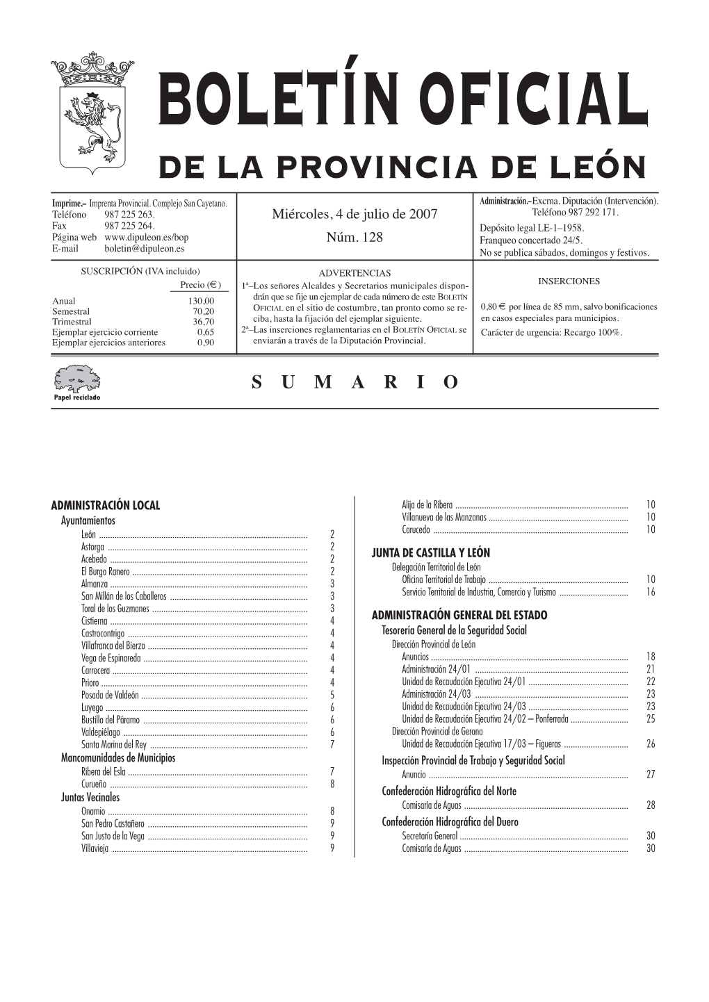 Boletín Oficial De La Provincia De León