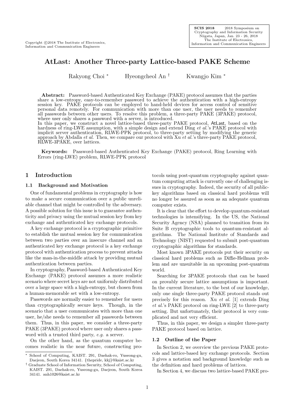 Atlast: Another Three-Party Lattice-Based PAKE Scheme