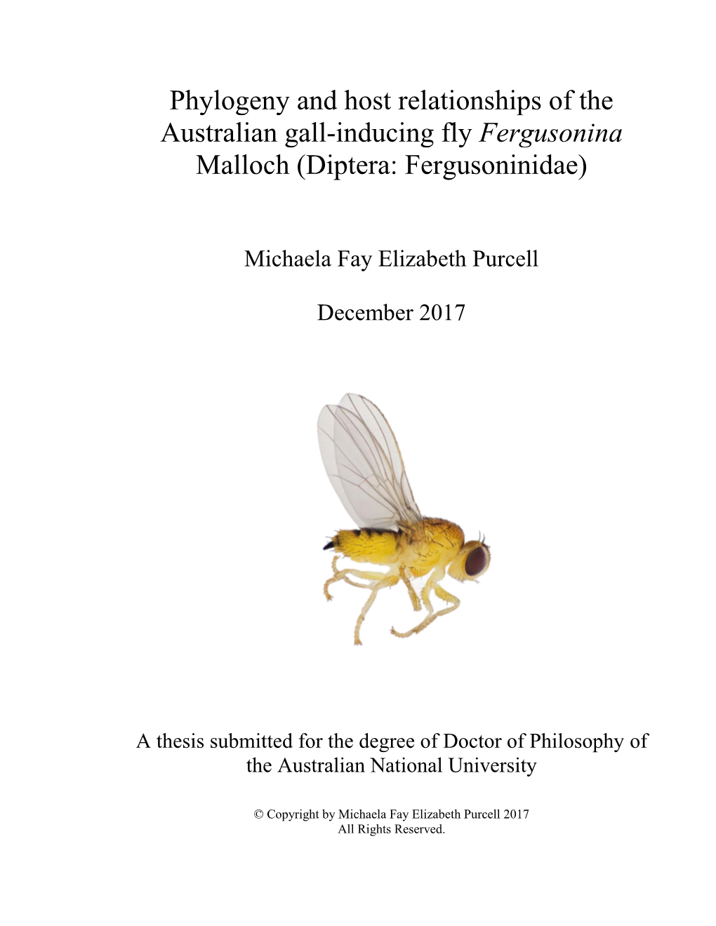 Phylogeny and Host Relationships of the Australian Gall-Inducing Fly Fergusonina Malloch (Diptera: Fergusoninidae)