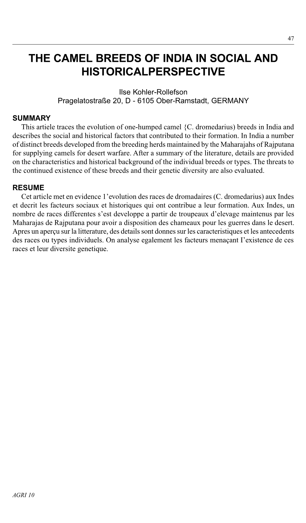 Animal Genetic Resources Information Bulletin