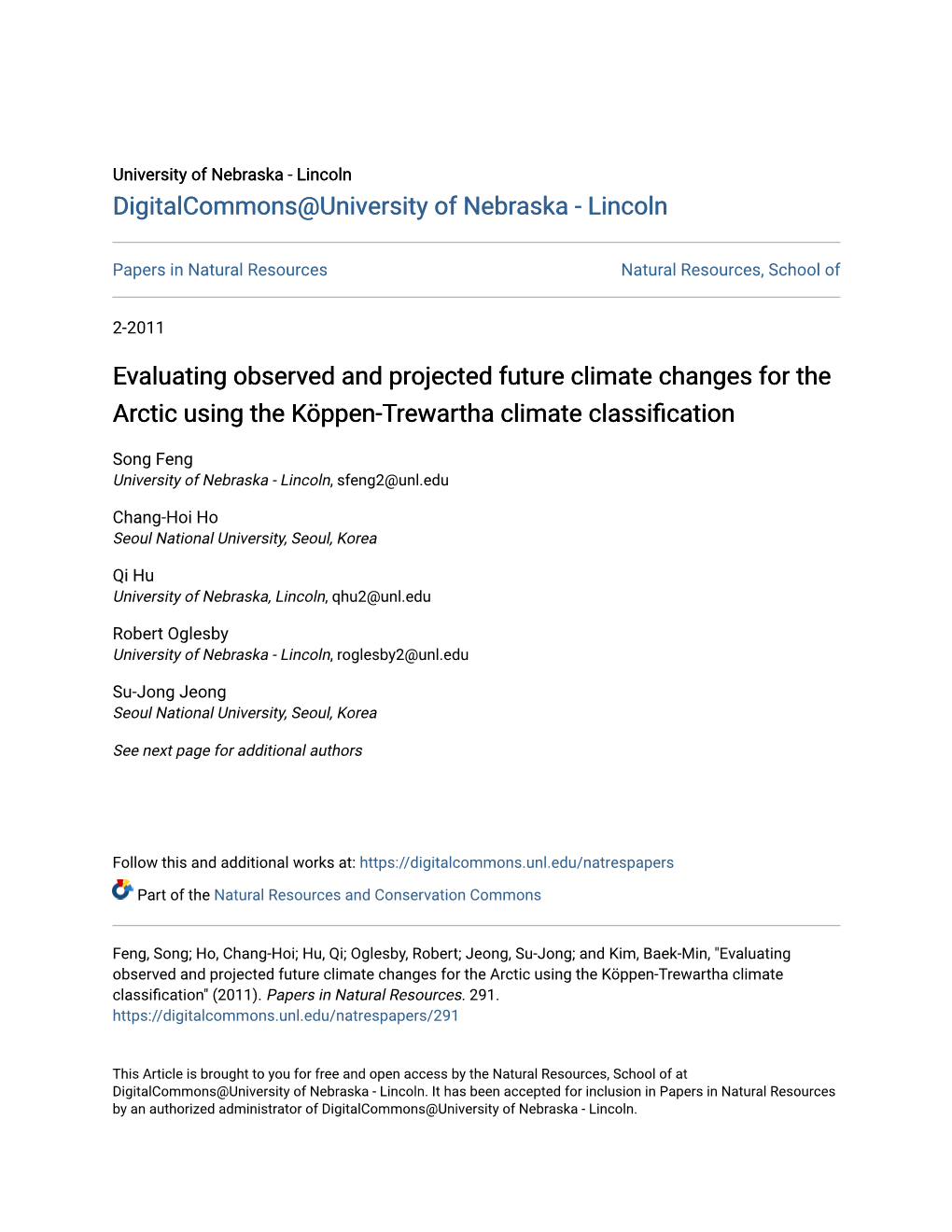 Evaluating Observed and Projected Future Climate Changes for the Arctic Using the Köppen-Trewartha Climate Classification