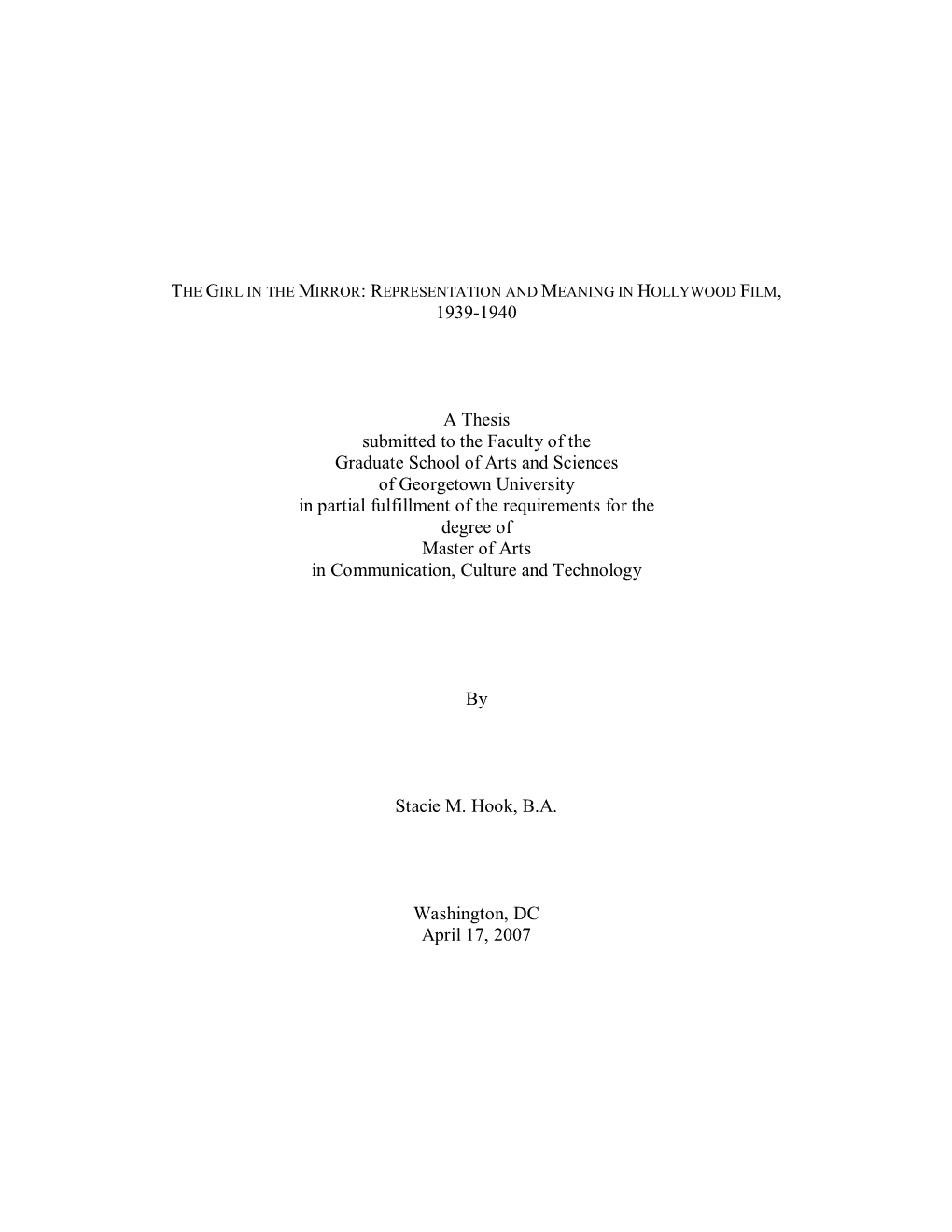 1939-1940 a Thesis Submitted to the Faculty of the Graduate School of Arts and Sciences of Georgetown University in Partial Fulf