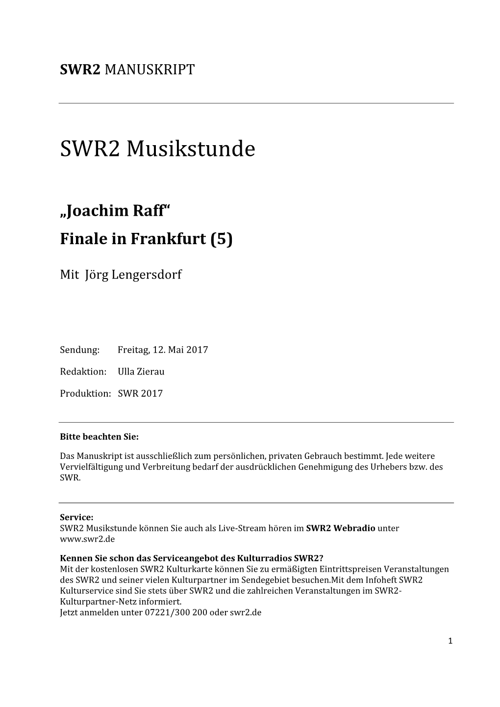 SWR2 Musikstunde