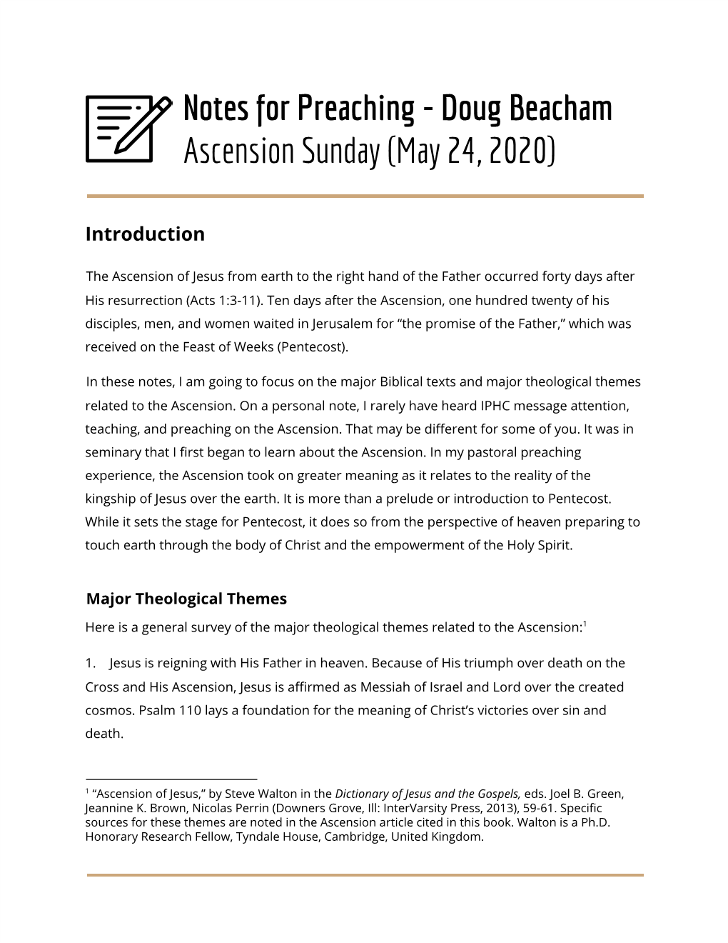 Preaching Notes – Ascension Sunday