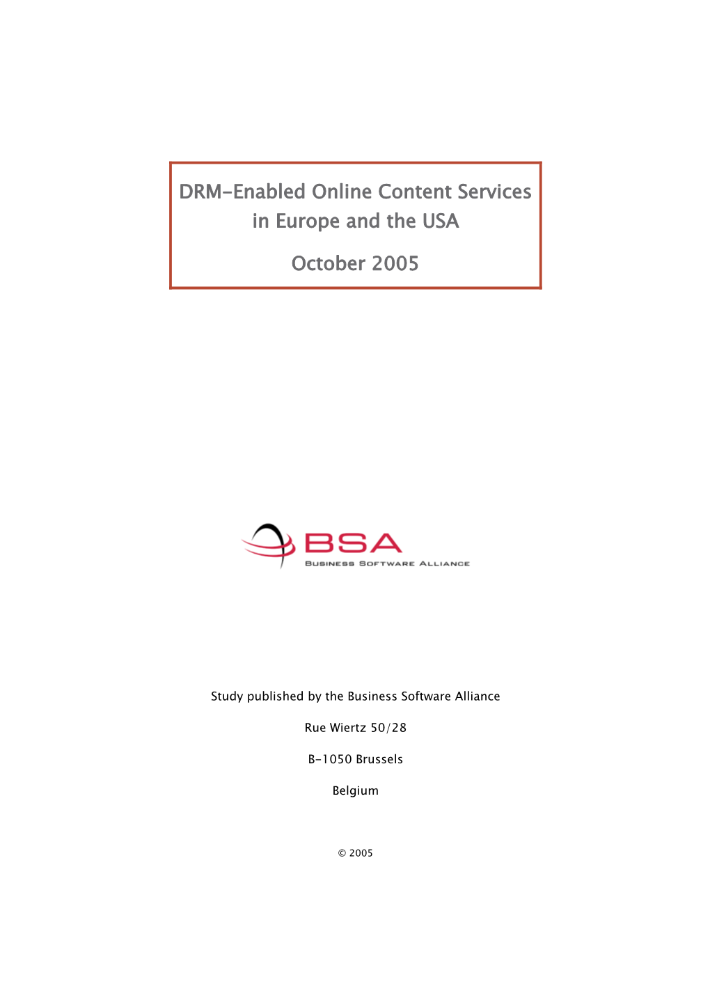 BSA Survey of DRM Online Content Services