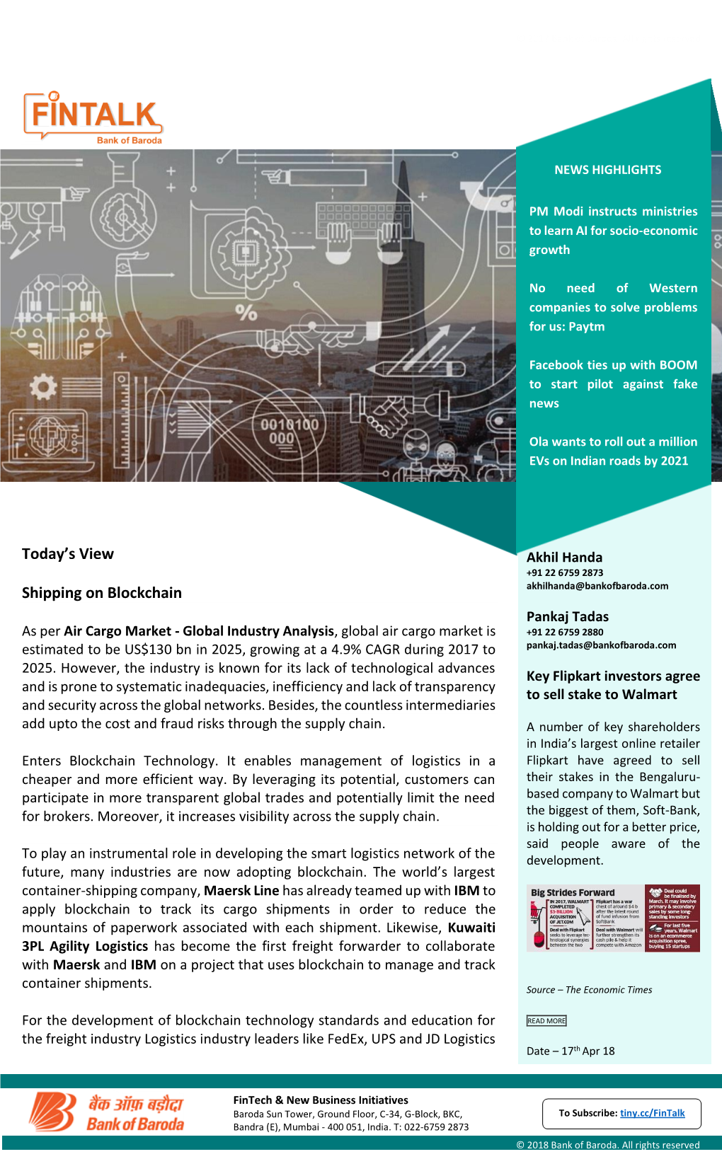 Today's View Shipping on Blockchain