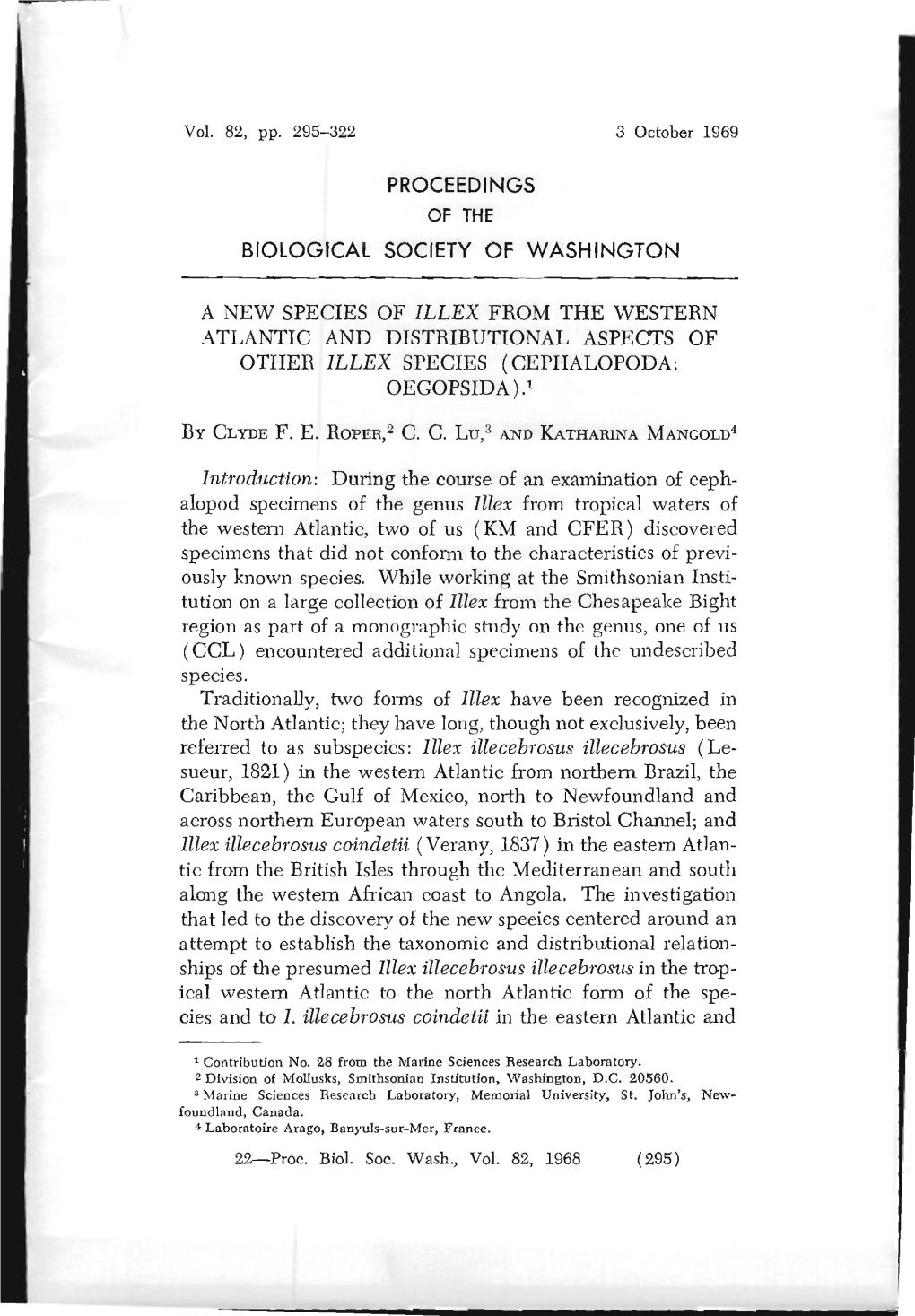 Proceedings Biological Society of Washington