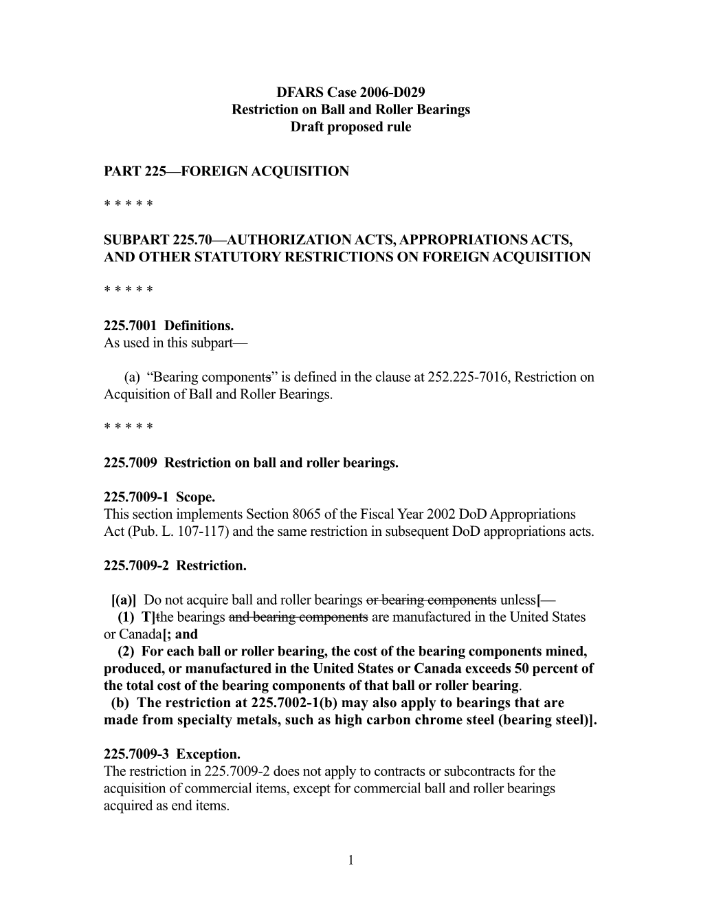 Restriction on Ball and Roller Bearings