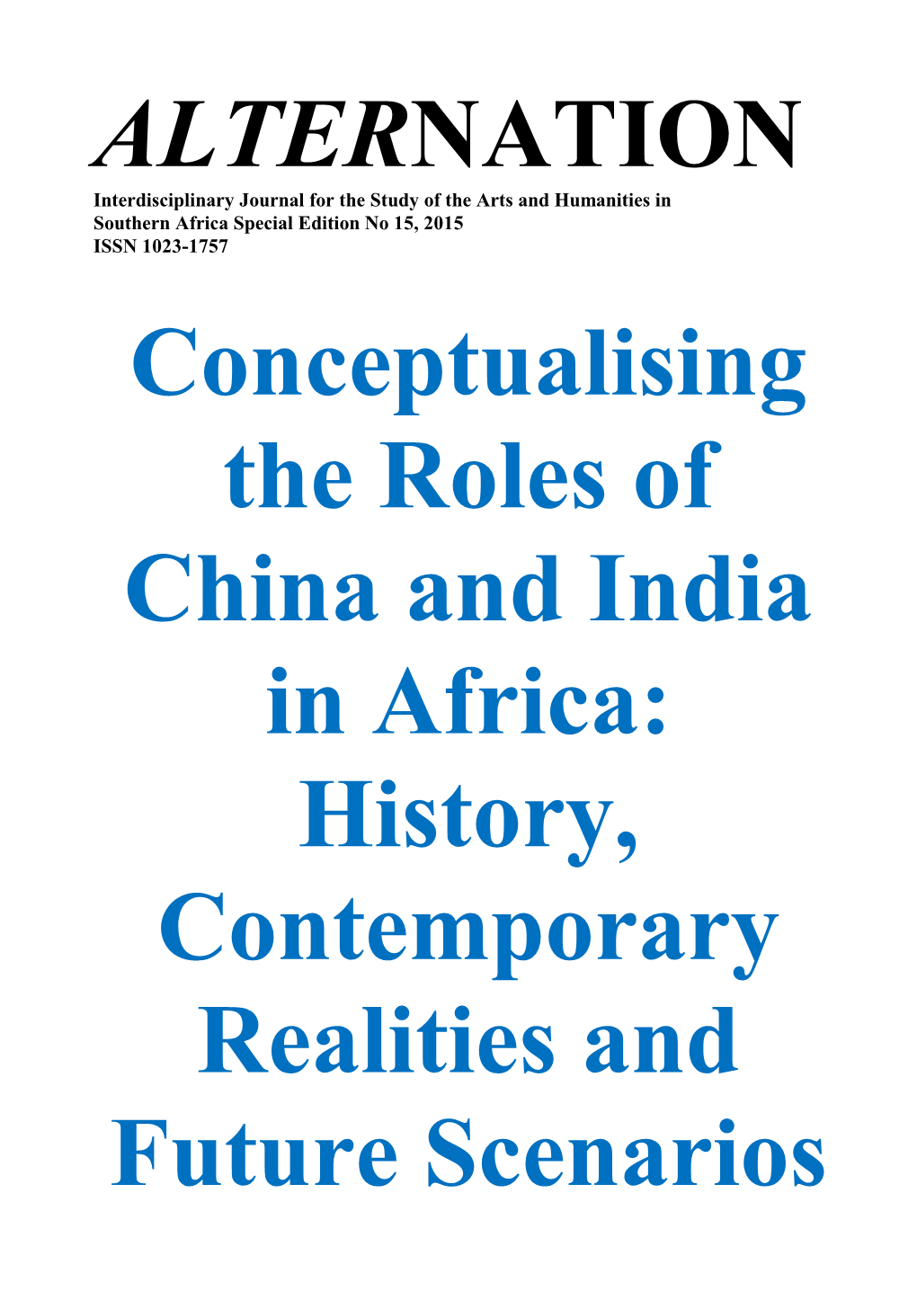 ALTERNATION Conceptualising the Roles of China and India in Africa