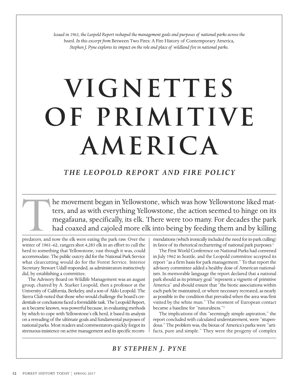 Vignettes of Primitive America: the Leopold Report and Fire Policy