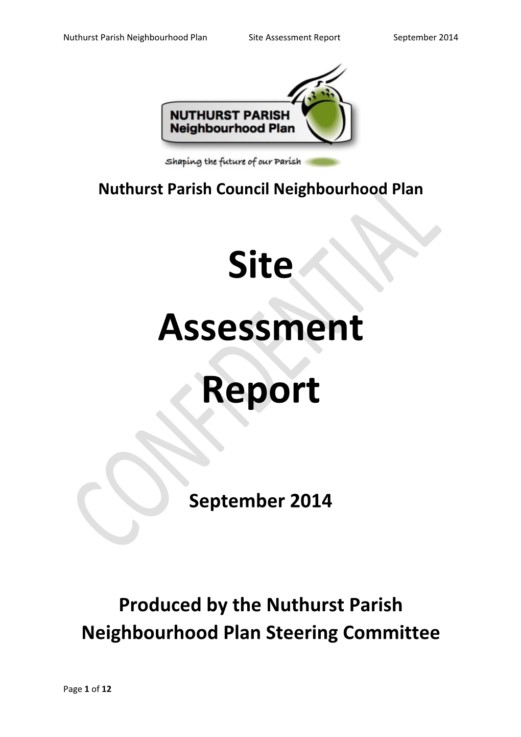Site Assessment Report September 2014