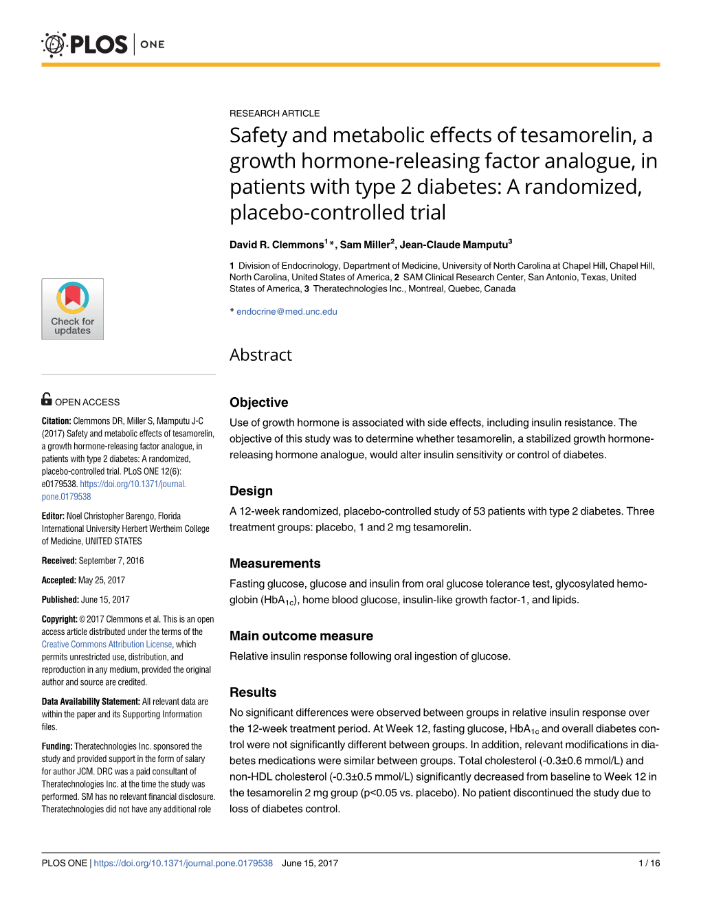 Safety and Metabolic Effects of Tesamorelin, a Growth Hormone-Releasing Factor Analogue, in Patients with Type 2 Diabetes: a Randomized, Placebo-Controlled Trial