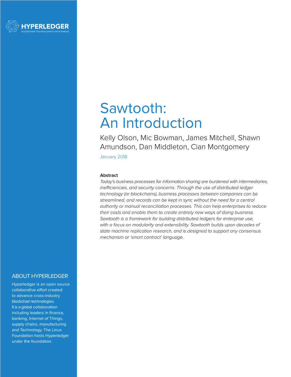 Sawtooth: an Introduction Kelly Olson, Mic Bowman, James Mitchell, Shawn Amundson, Dan Middleton, Cian Montgomery January 2018