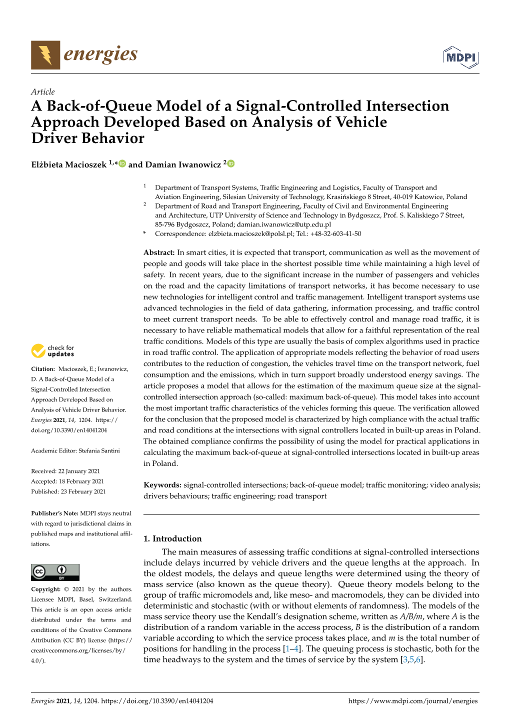 A Back-Of-Queue Model of a Signal-Controlled Intersection Approach Developed Based on Analysis of Vehicle Driver Behavior