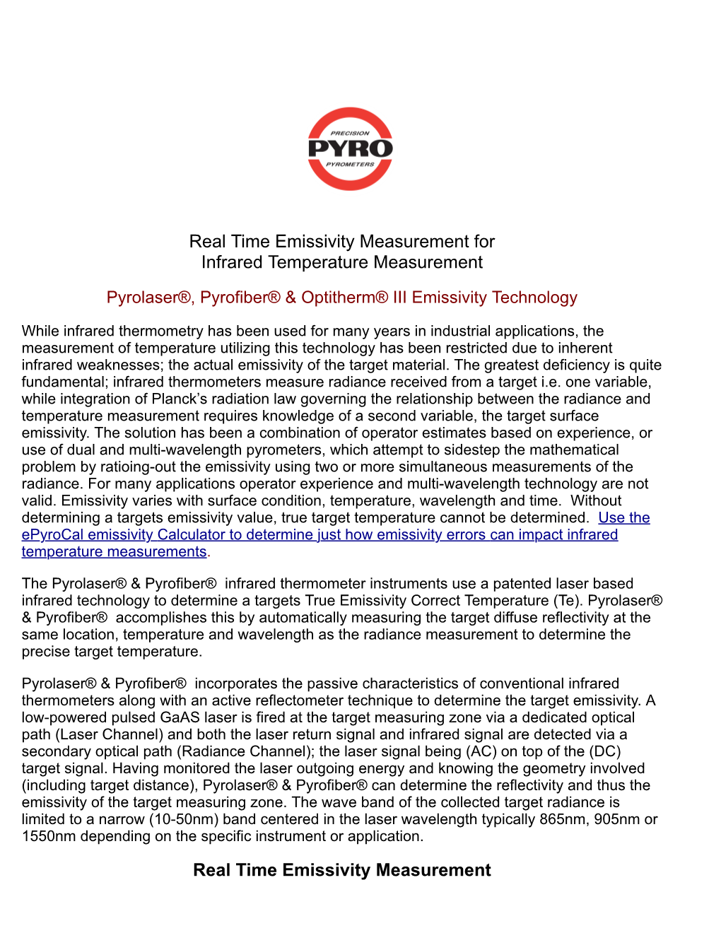 Infrared Temperature and Emissivity Measurement