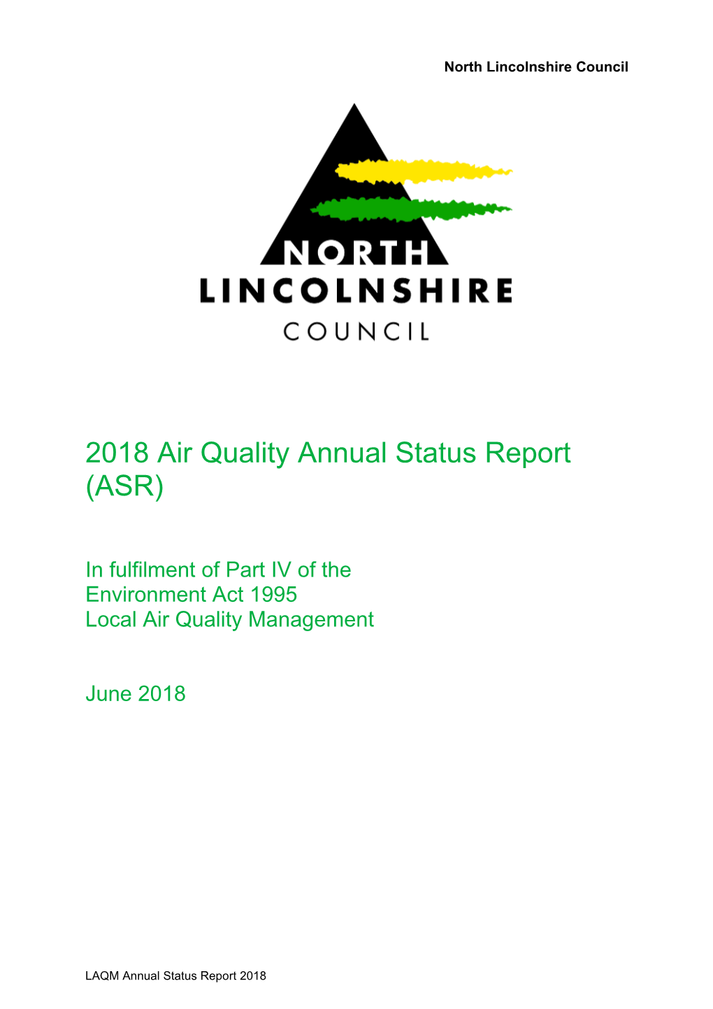 Annual Status Report 2018 North Lincolnshire Council