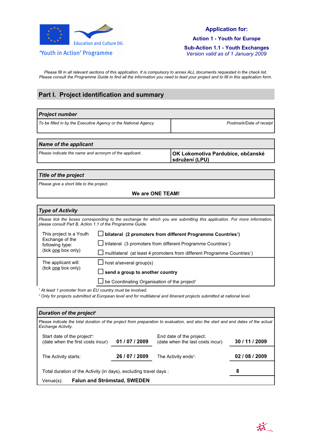 Part I. Project Identification and Summary