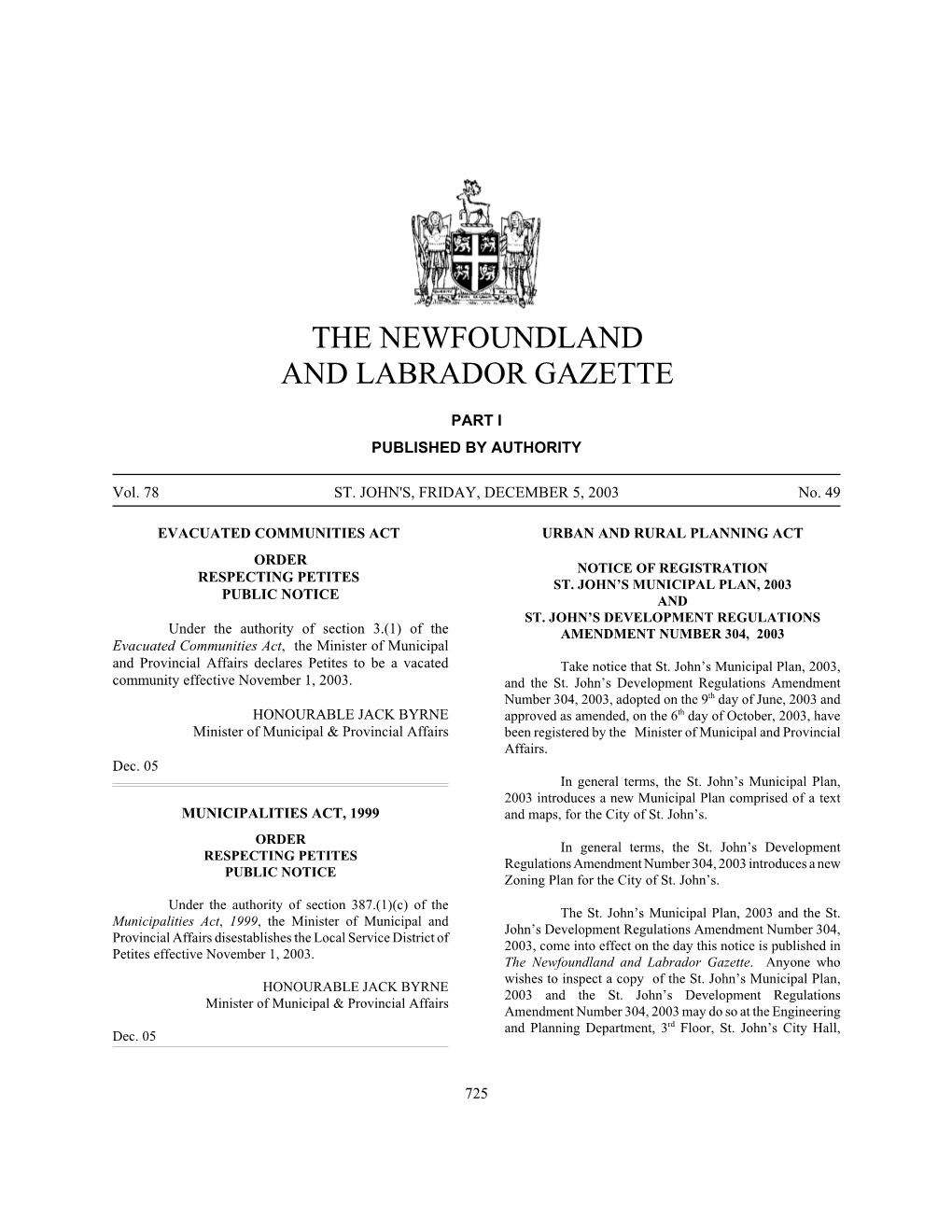 The Newfoundland and Labrador Gazette