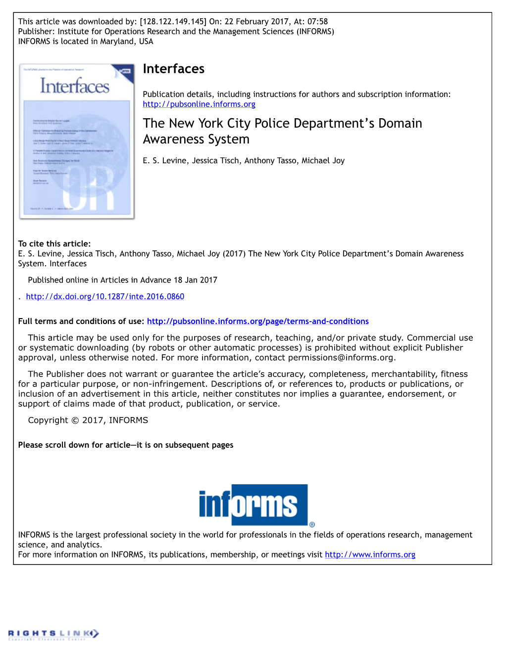 Interfaces the New York City Police Department's Domain Awareness
