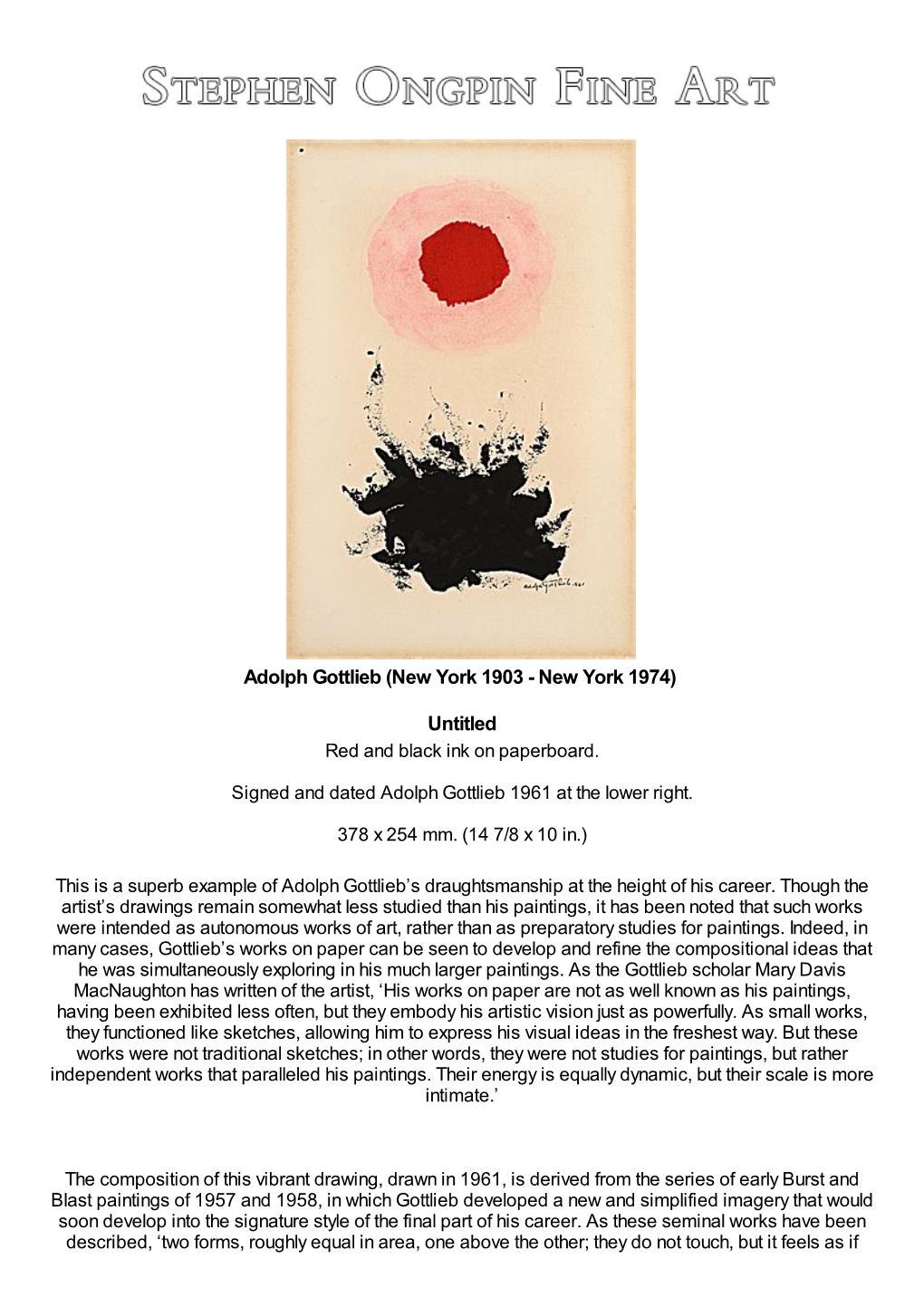 Adolph Gottlieb (New York 1903 - New York 1974)