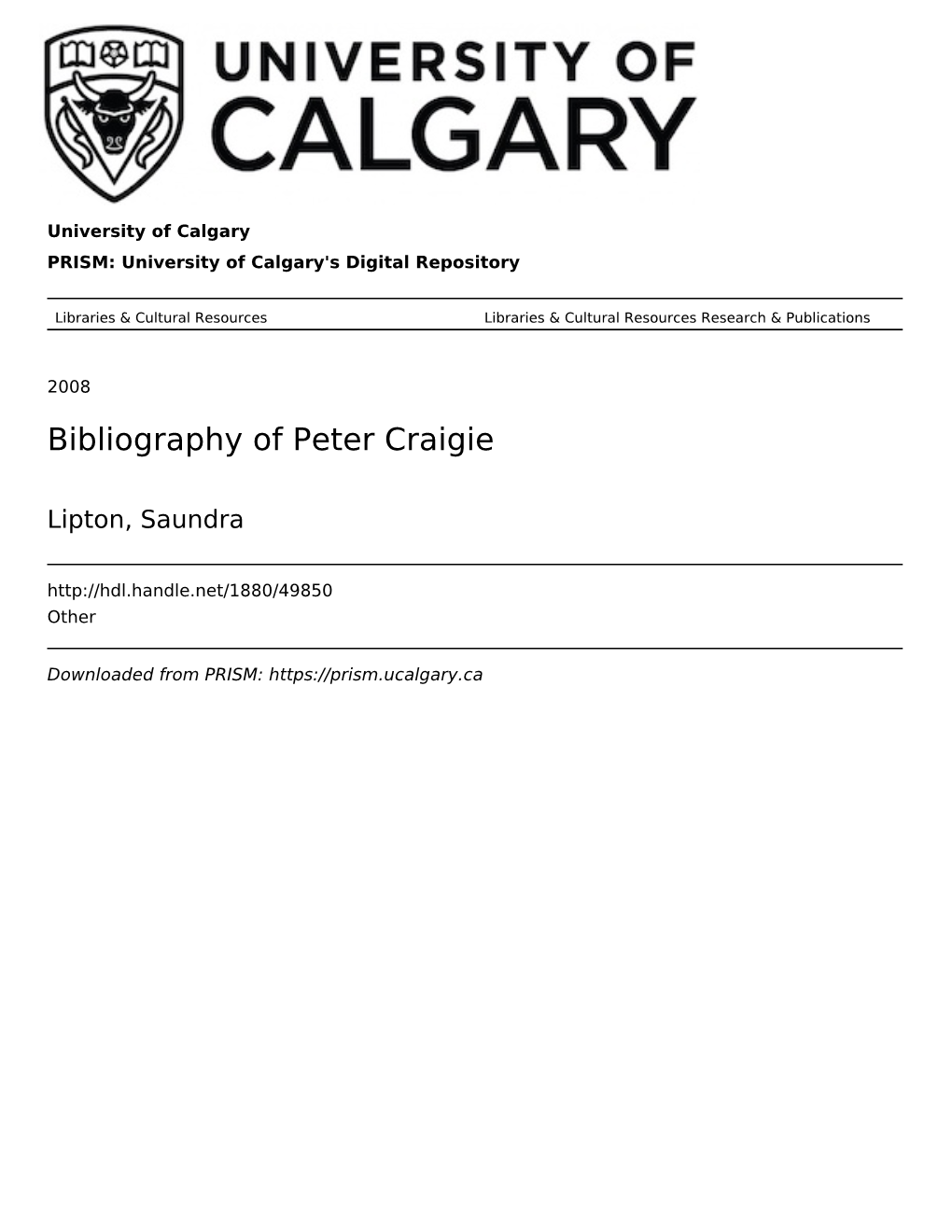 Bibliography of Peter Craigie