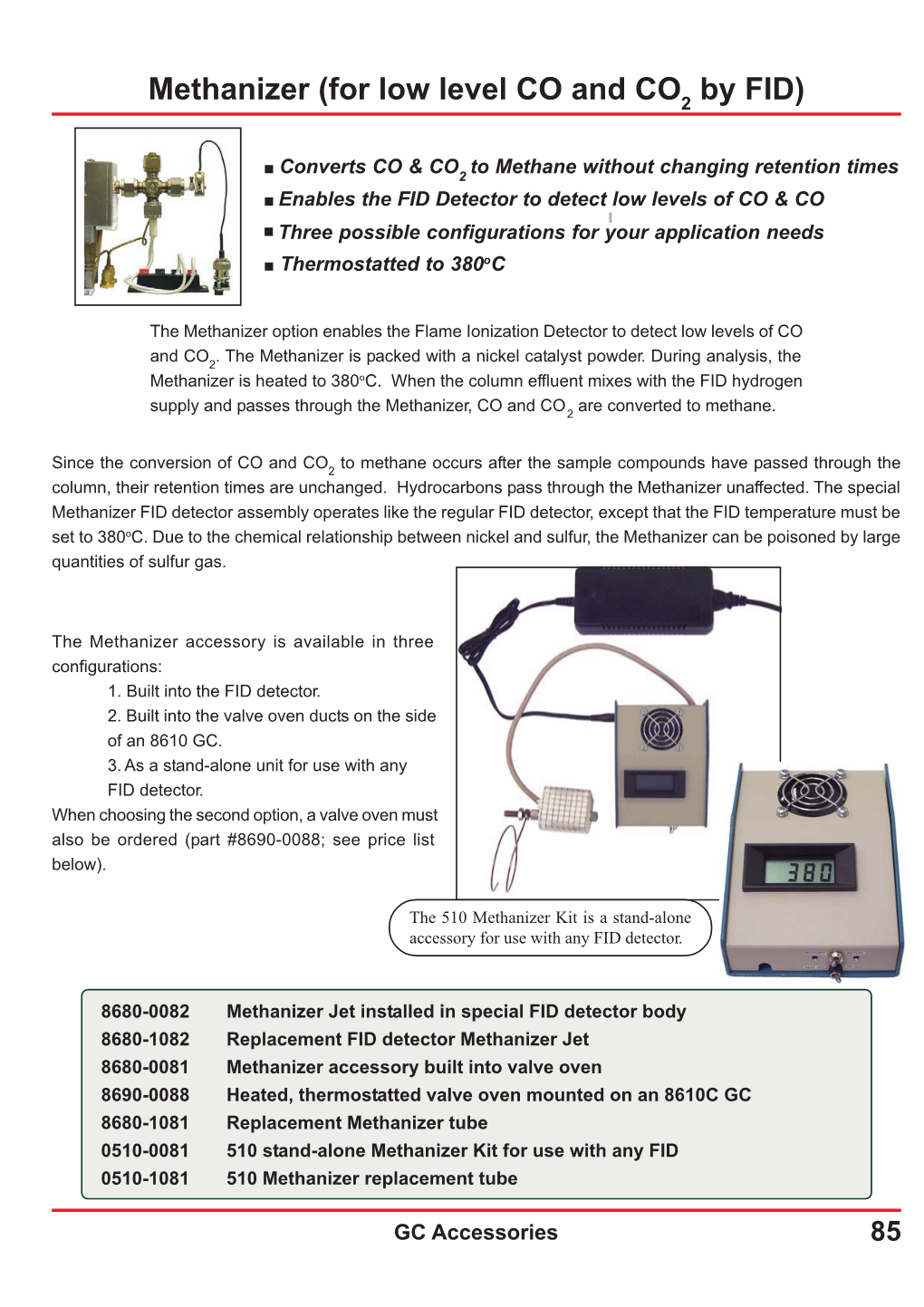 Methanizer (For Low Level CO and CO by FID) 2